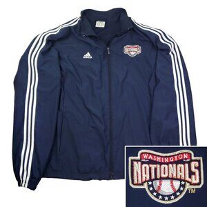 Washington Nationals Windbreaker Track Jacket Adidas 3 Stripe Breathable Men XXL